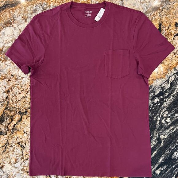 NWT J. Crew Men's Crushed Beet Red Slim Washed Jersey Pocket Tee - SIZE XL - Picture 2 of 10